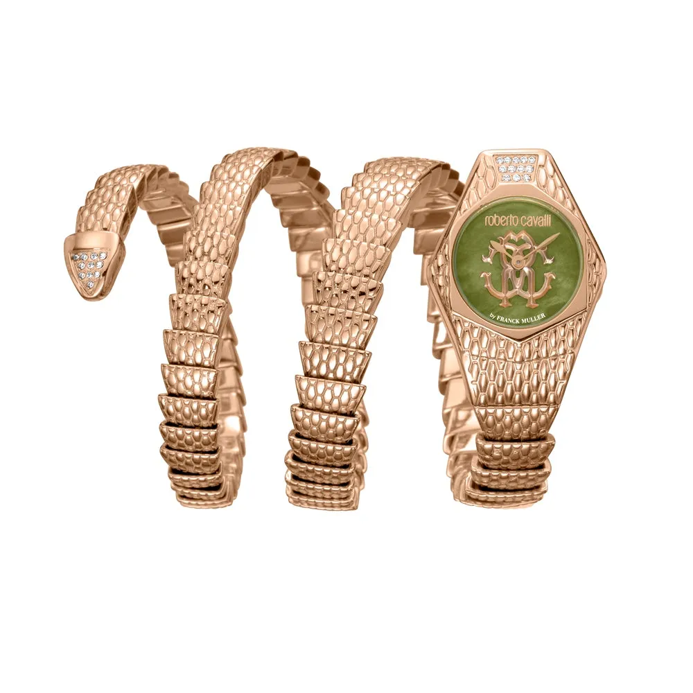Roberto Cavalli Ladies Watch Three Round Snake Style Bracelet