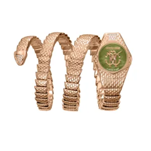Roberto Cavalli Ladies Watch Three Round Snake Style Bracelet