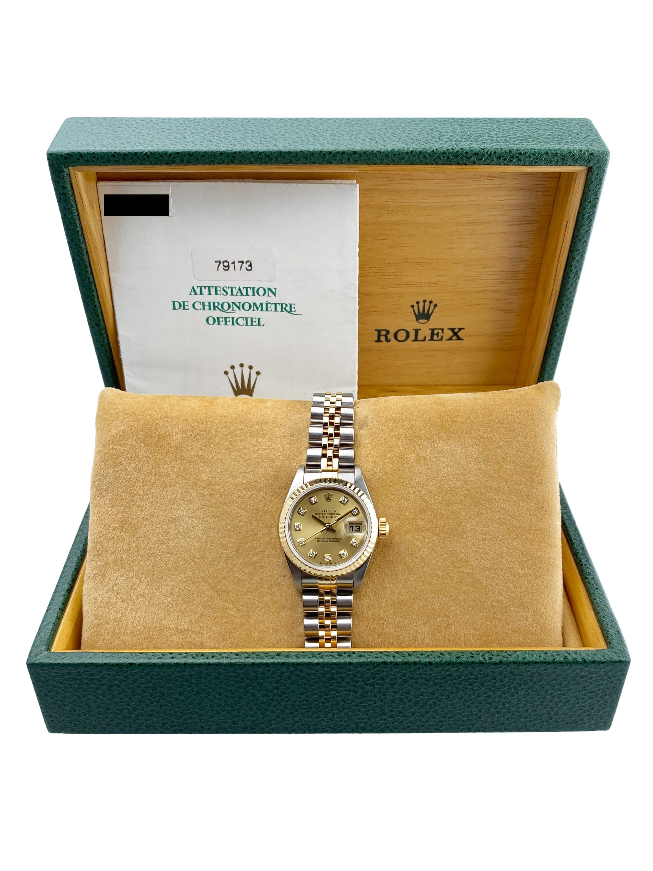Rolex Datejust 79173 Diamond Dial Ladies Watch Box Papers