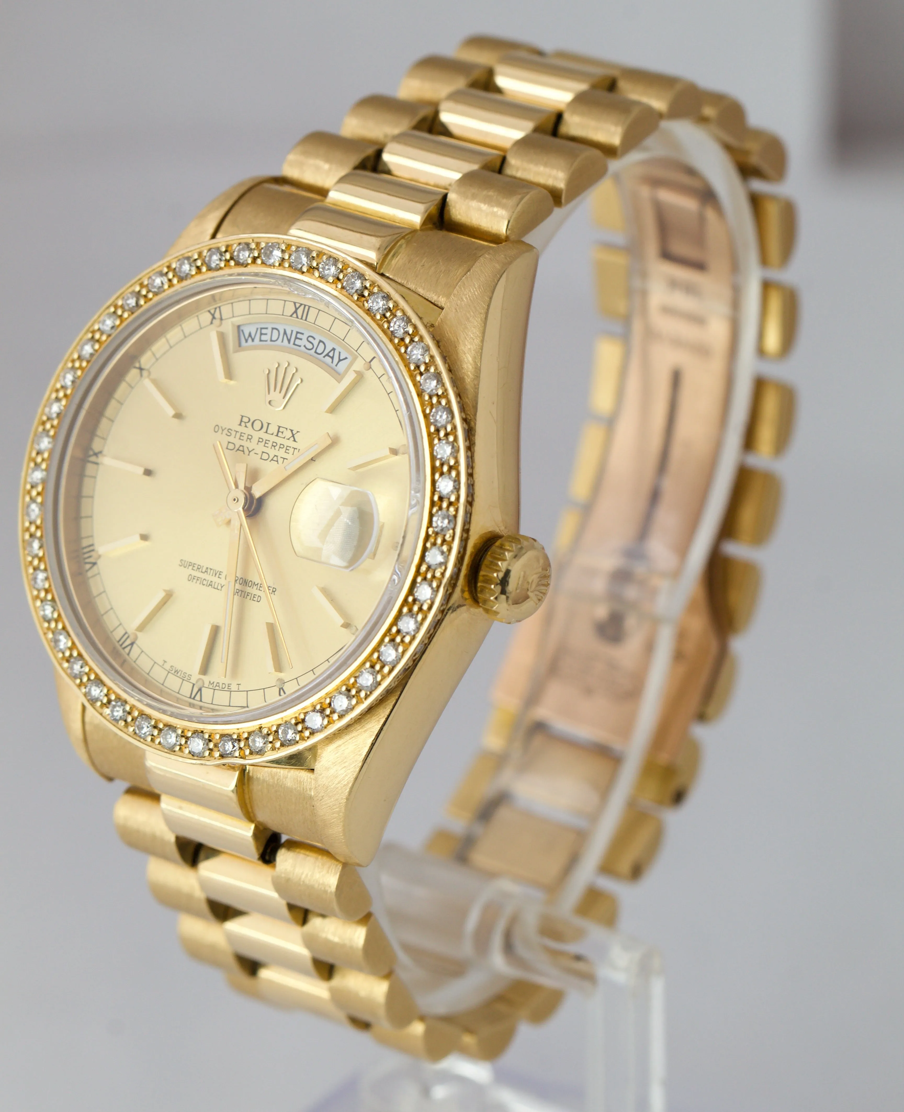 Rolex Day-Date President 18038 Diamond Champagne 36mm 18K Yellow Gold Watch