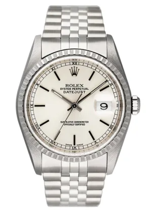 Rolex Oyster Perpetual Datejust 16220 Silver Dial Mens Watch.