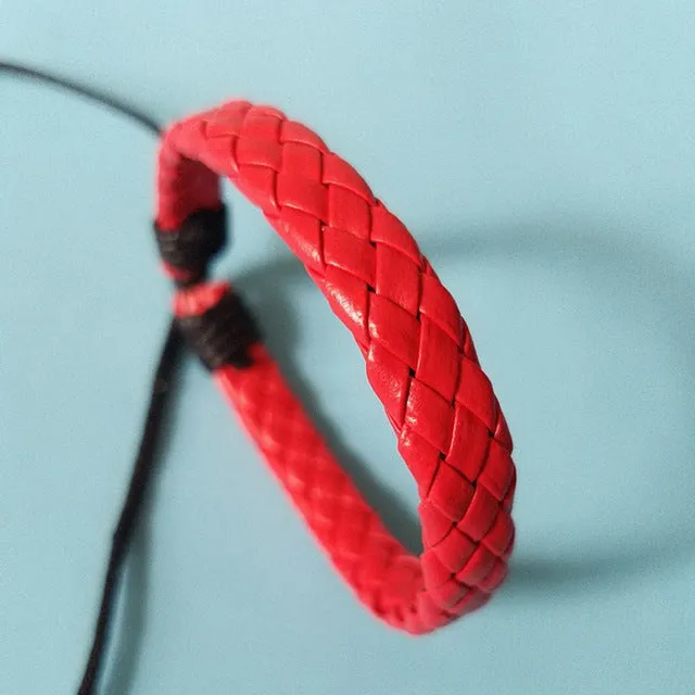 Rope  Men  Hand-woven  Fashion  Bracelet  Bangle  Surfer  Multi-color  Cuff  Adjustable 1 piece  Simple  Leather  Unisex