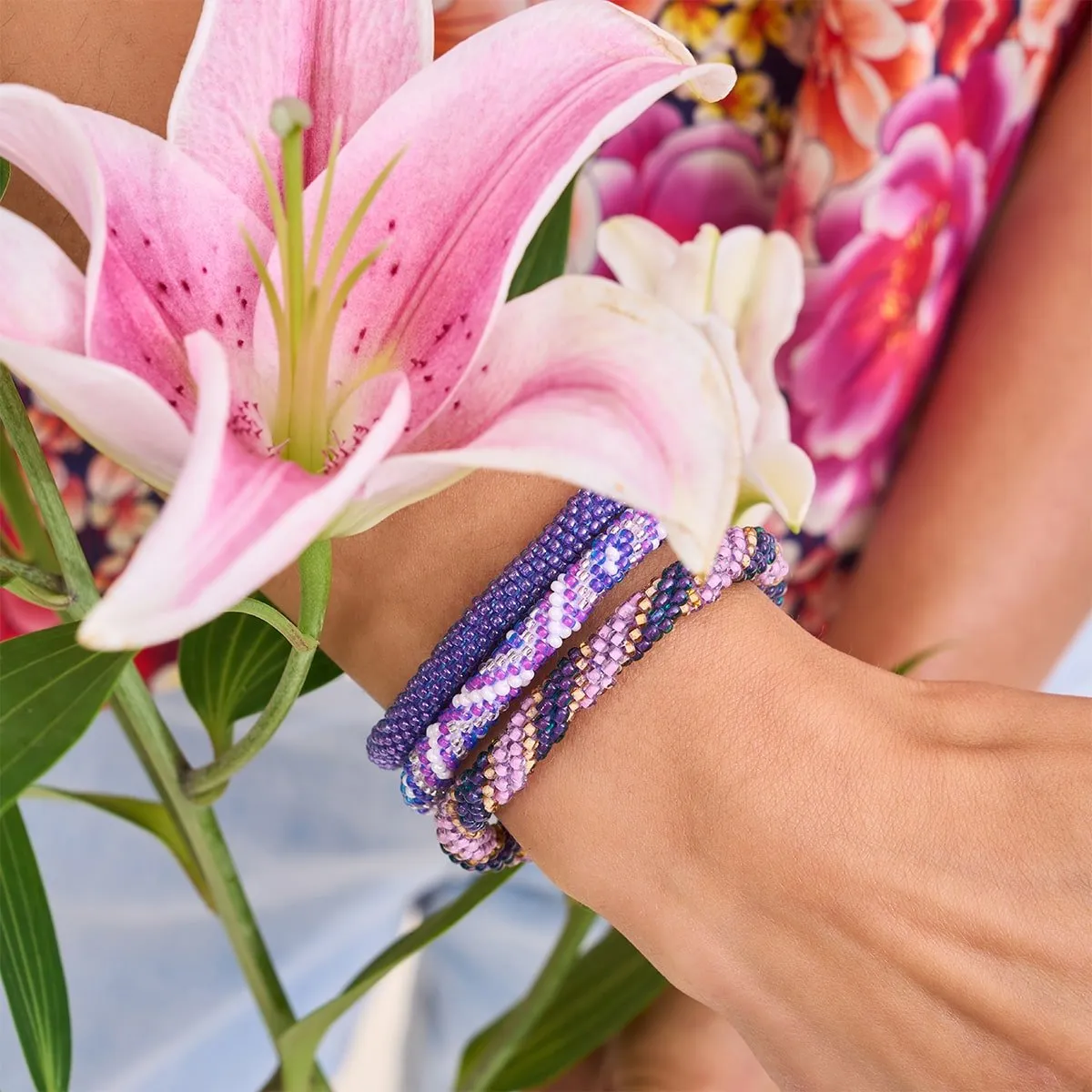 Rosalinds Violet | Himalayan Glass Bead Bracelet