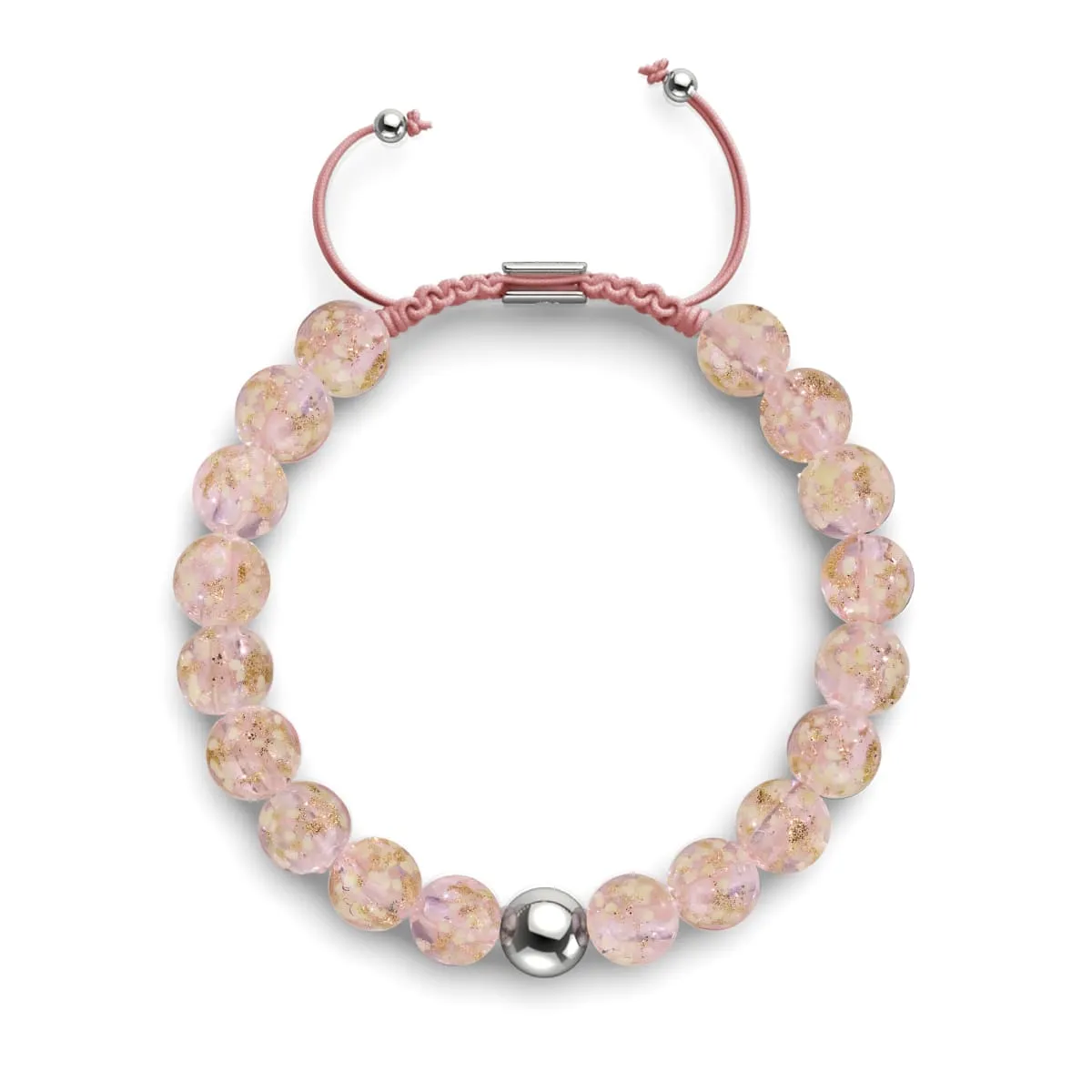 Rosewater | Silver | Firefly Glass Macrame Bracelet