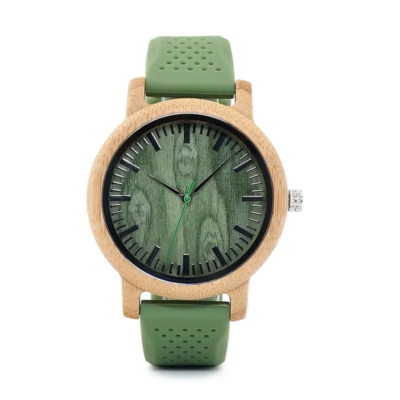 Round Bamboo Wood Watches With Leather Band