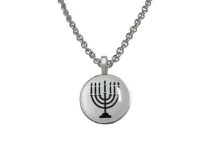 Round Menorah Pendant Necklace