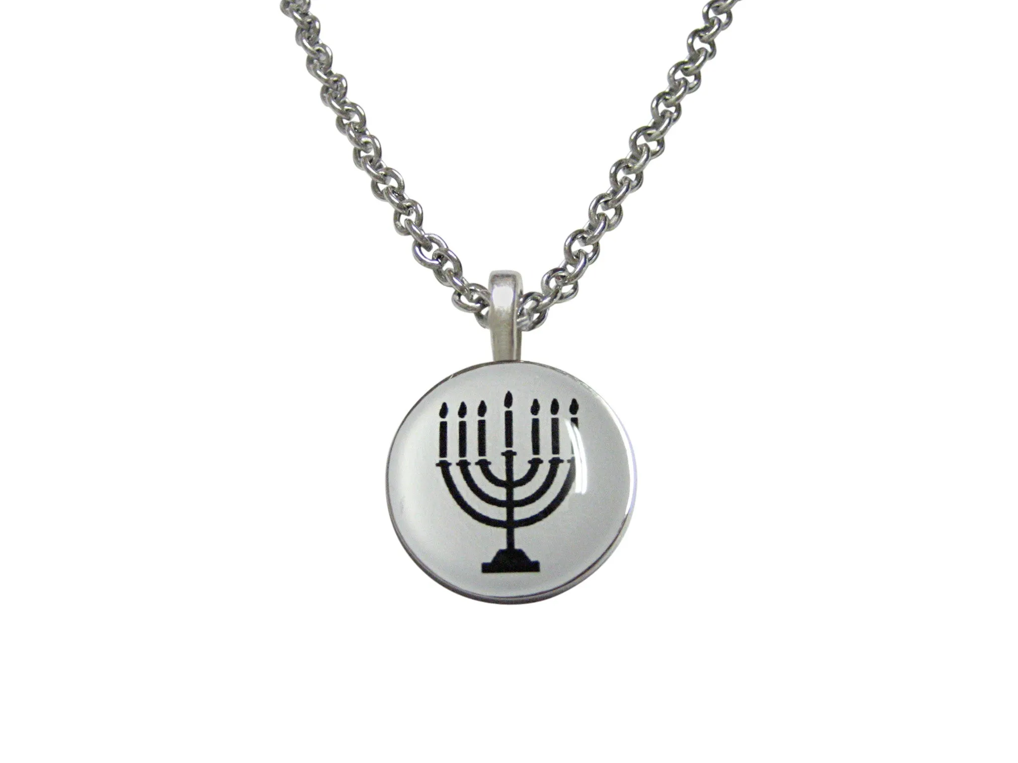 Round Menorah Pendant Necklace