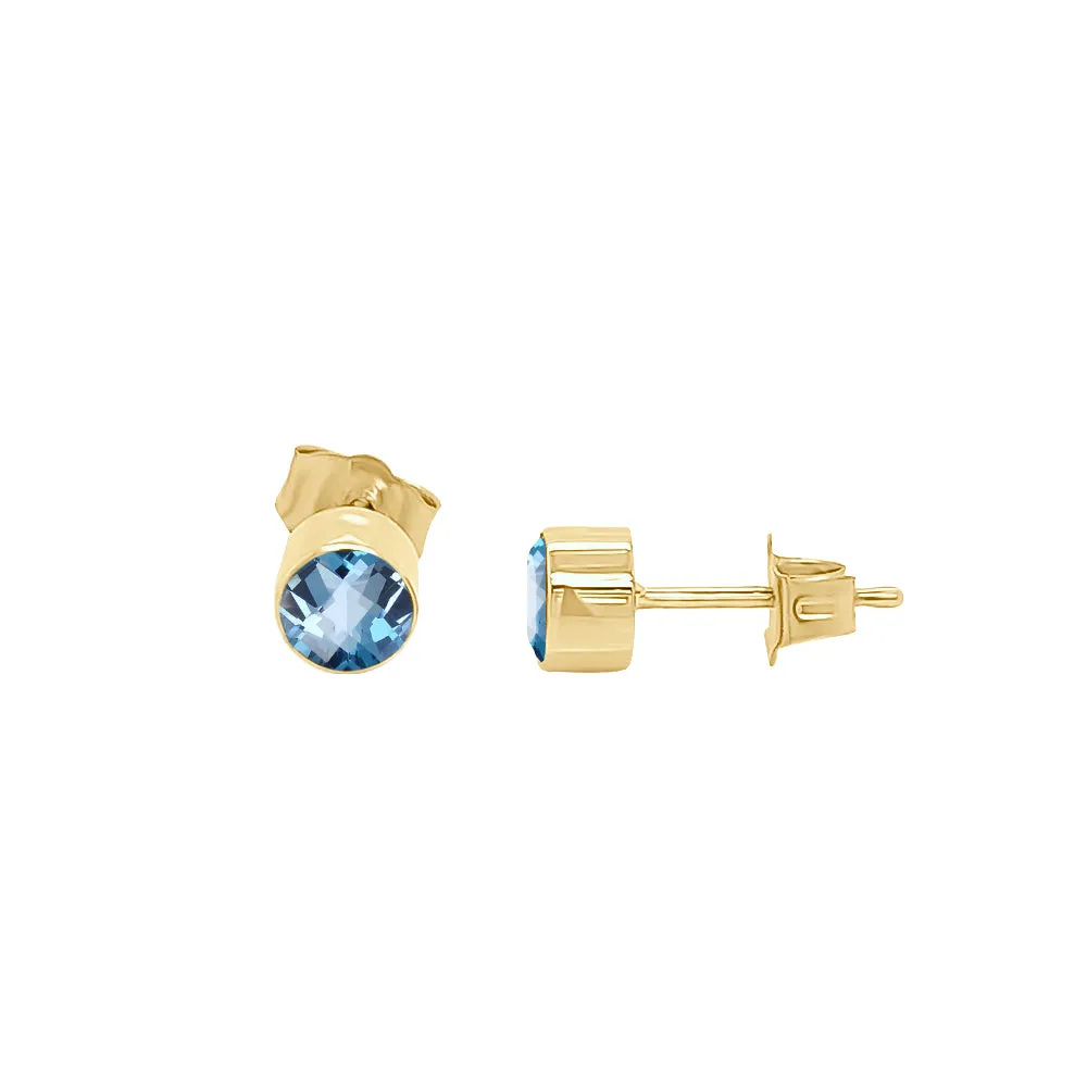 Round Shape Gemstone & 0.04Ct Diamond Mismatched Earring Set in 14K Gold
