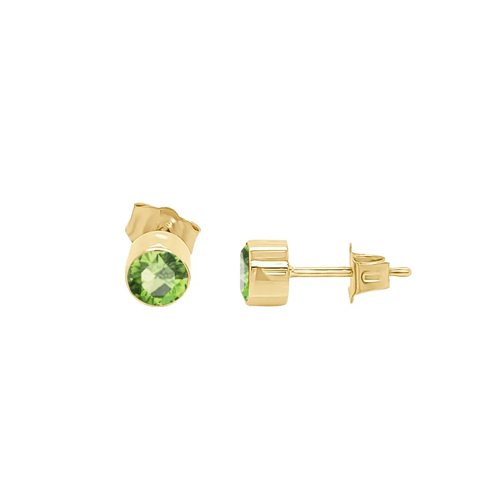 Round Shape Gemstone & 0.04Ct Diamond Mismatched Earring Set in 14K Gold