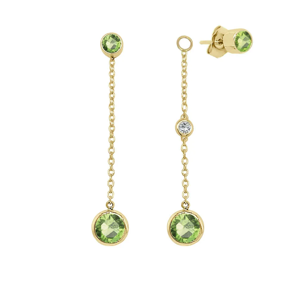 Round Shape Gemstone & 0.04Ct Diamond Mismatched Earring Set in 14K Gold
