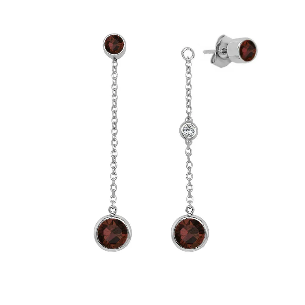 Round Shape Gemstone & 0.04Ct Diamond Mismatched Earring Set in 14K Gold
