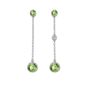 Round Shape Gemstone & 0.04Ct Diamond Mismatched Earring Set in 14K Gold