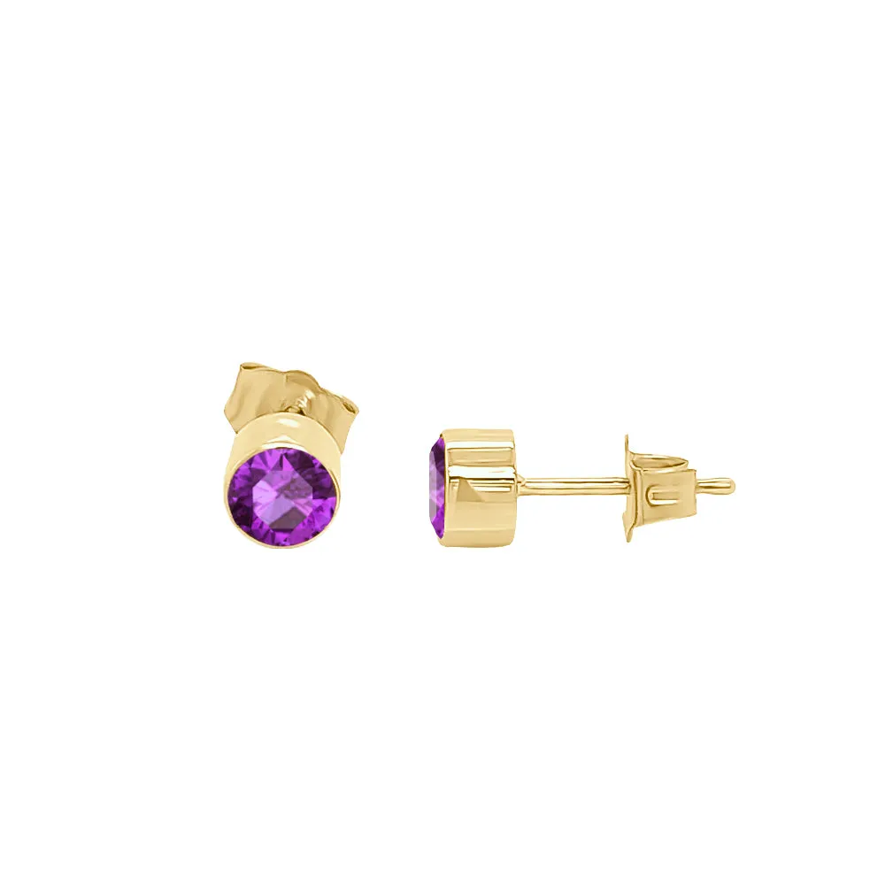 Round Shape Gemstone & 0.04Ct Diamond Mismatched Earring Set in 14K Gold