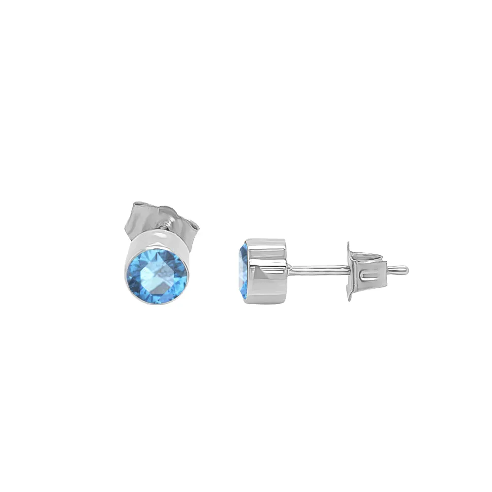 Round Shape Gemstone & 0.04Ct Diamond Mismatched Earring Set in 14K Gold