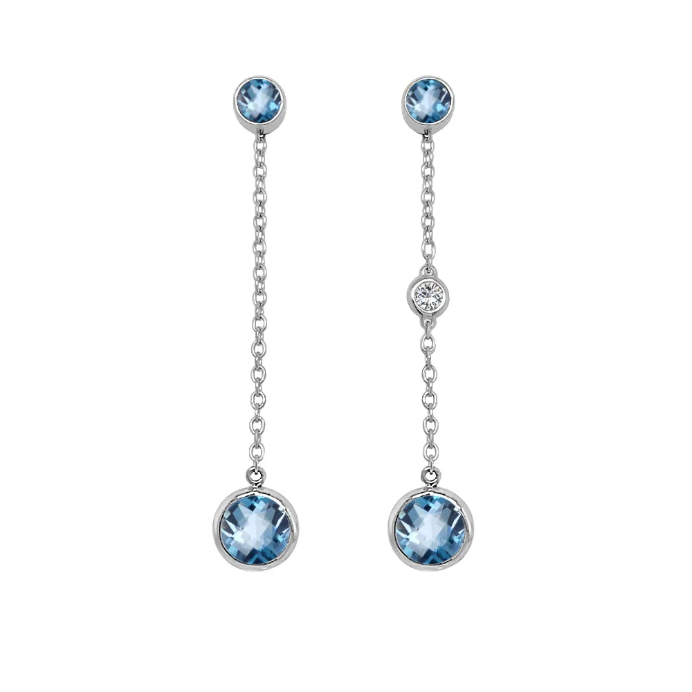 Round Shape Gemstone & 0.04Ct Diamond Mismatched Earring Set in 14K Gold