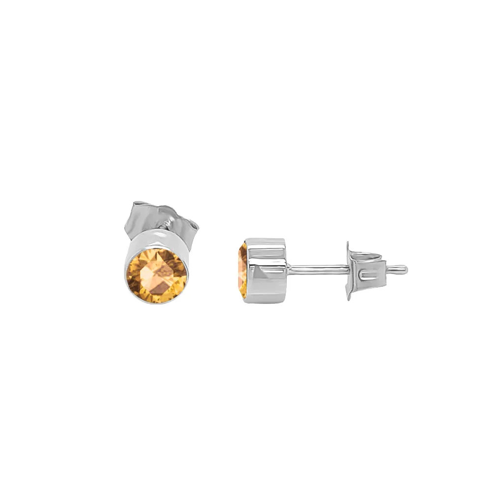 Round Shape Gemstone & 0.04Ct Diamond Mismatched Earring Set in 14K Gold