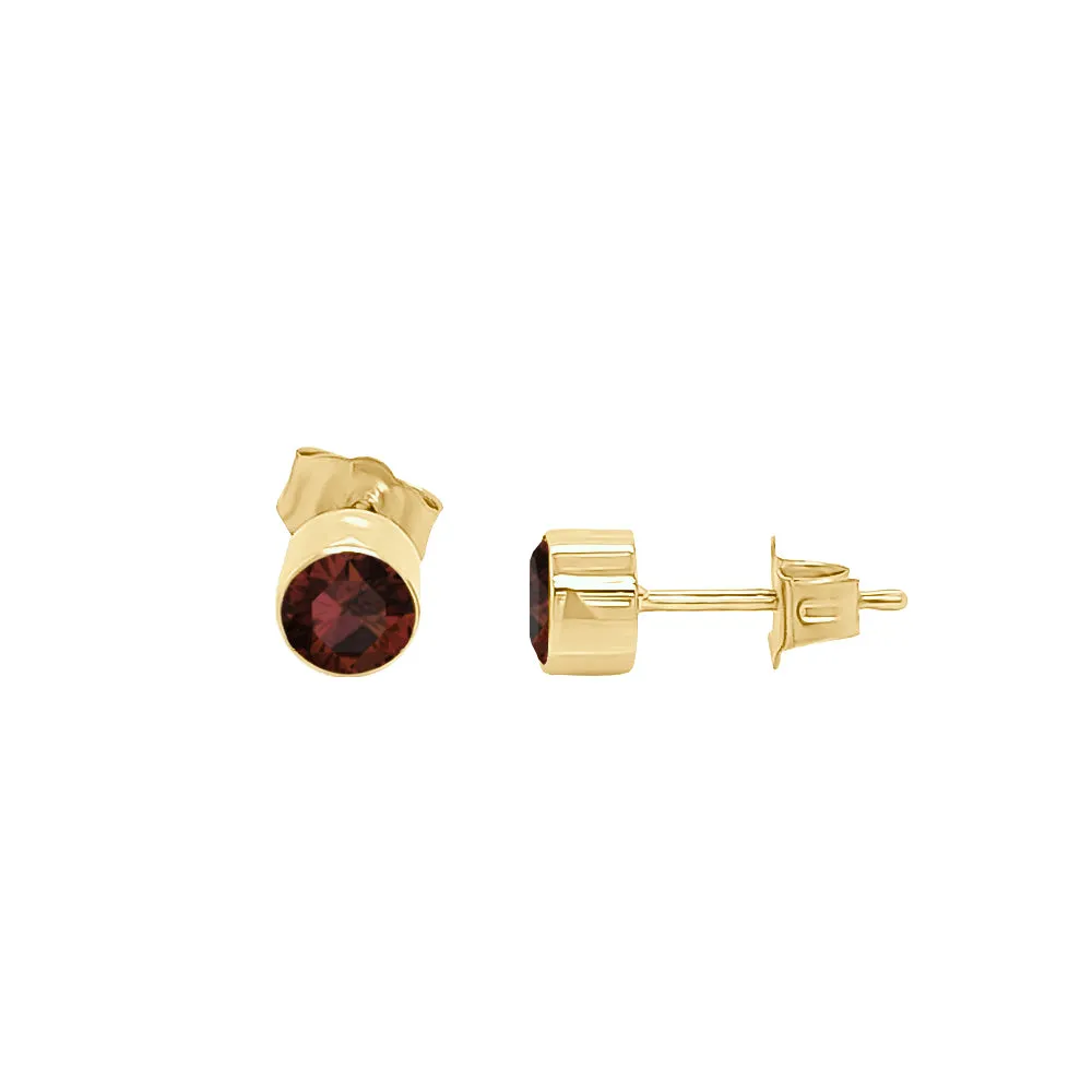 Round Shape Gemstone & 0.04Ct Diamond Mismatched Earring Set in 14K Gold