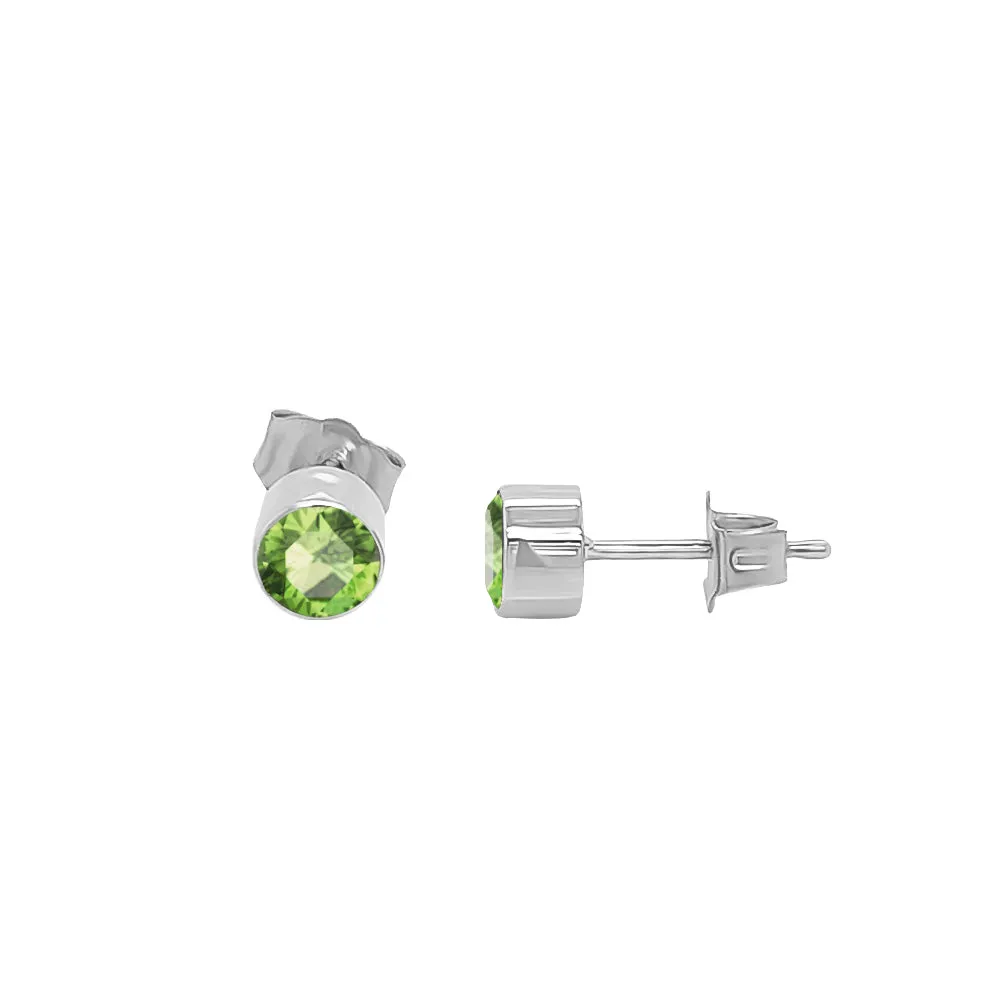 Round Shape Gemstone & 0.04Ct Diamond Mismatched Earring Set in 14K Gold
