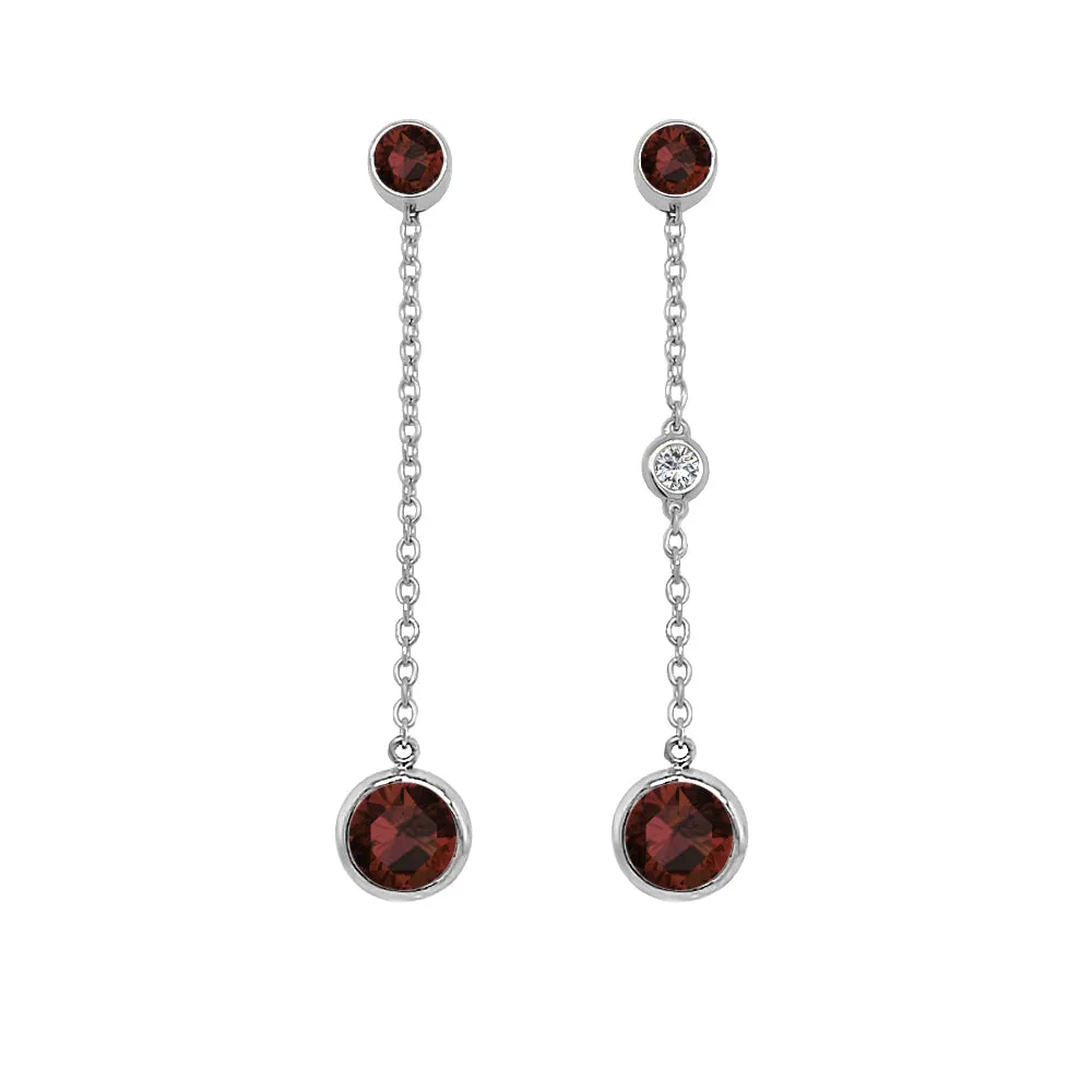 Round Shape Gemstone & 0.04Ct Diamond Mismatched Earring Set in 14K Gold