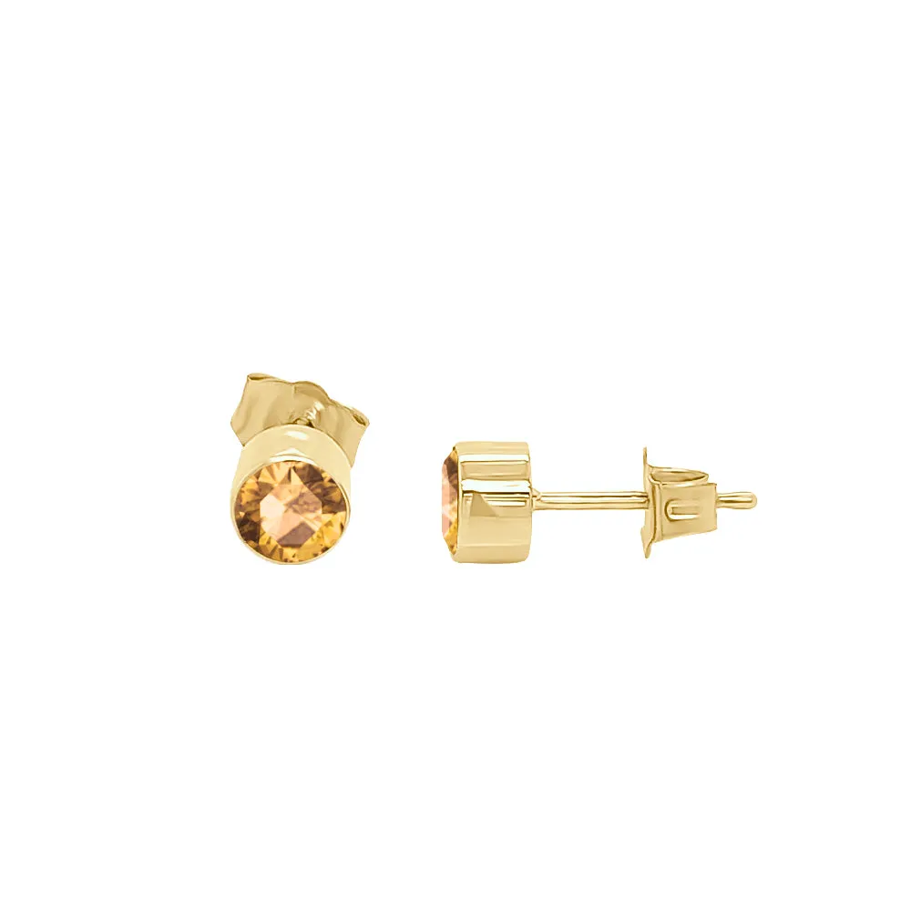 Round Shape Gemstone & 0.04Ct Diamond Mismatched Earring Set in 14K Gold