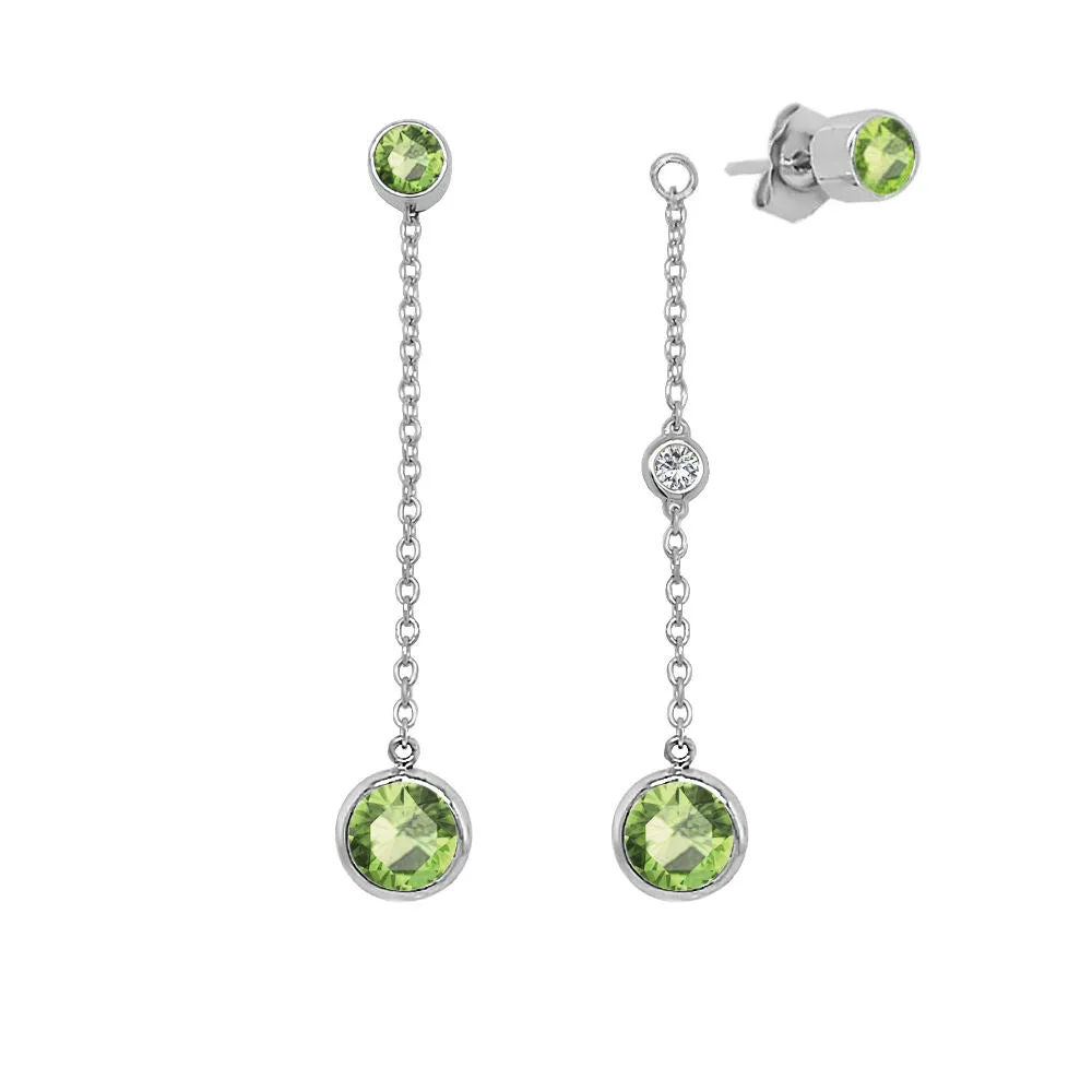 Round Shape Gemstone & 0.04Ct Diamond Mismatched Earring Set in 14K Gold