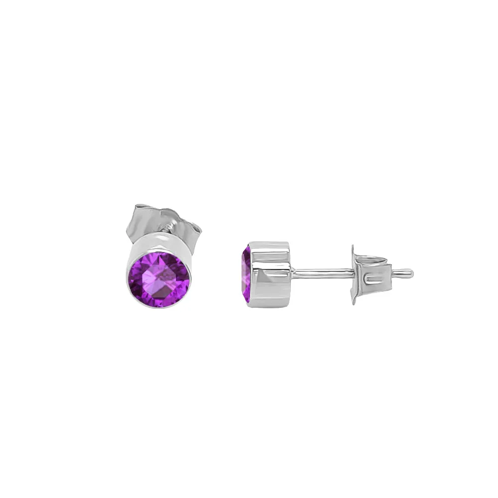 Round Shape Gemstone & 0.04Ct Diamond Mismatched Earring Set in 14K Gold