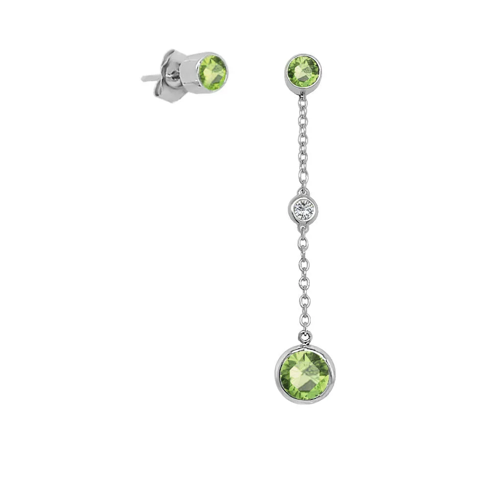 Round Shape Gemstone & 0.04Ct Diamond Mismatched Earring Set in 14K Gold