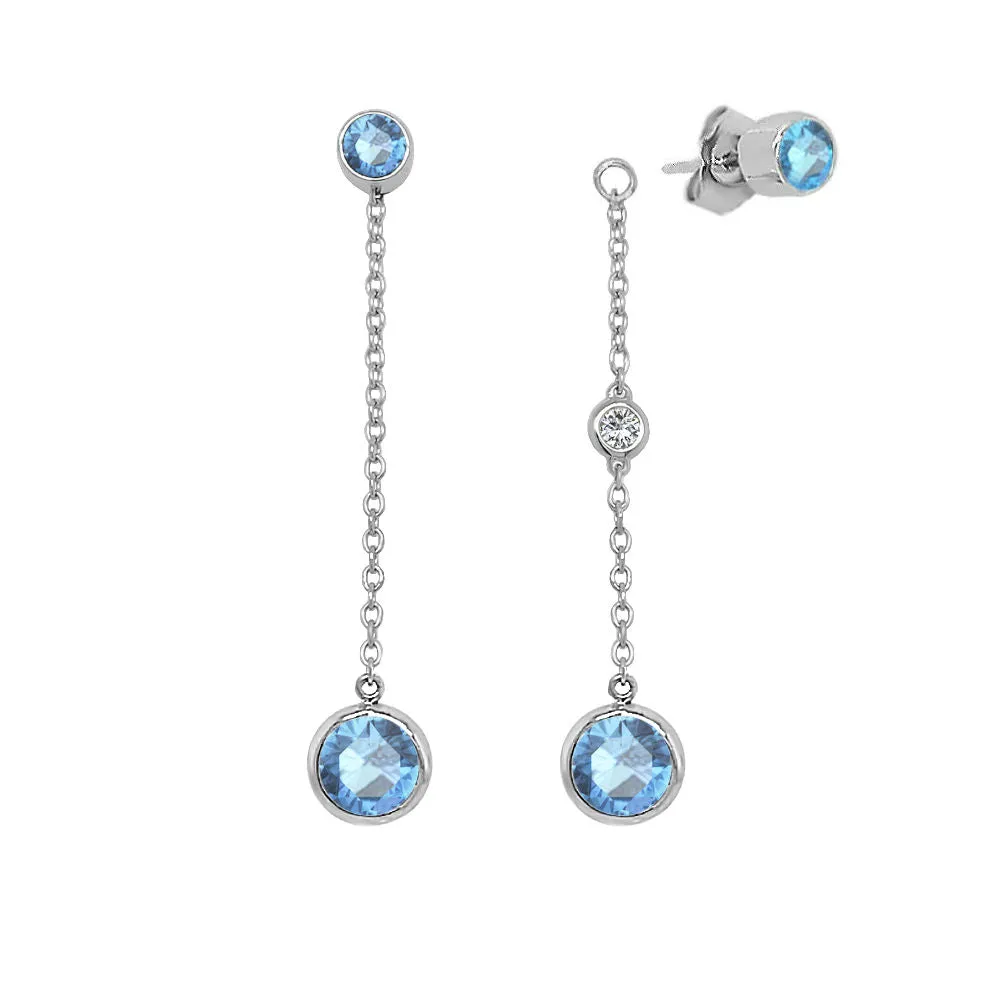 Round Shape Gemstone & 0.04Ct Diamond Mismatched Earring Set in 14K Gold