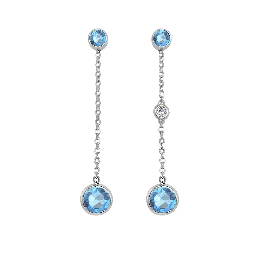 Round Shape Gemstone & 0.04Ct Diamond Mismatched Earring Set in 14K Gold