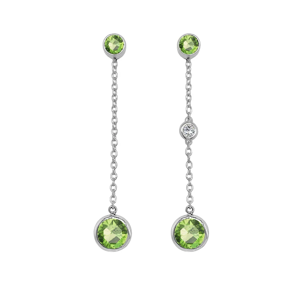 Round Shape Gemstone & 0.04Ct Diamond Mismatched Earring Set in 14K Gold
