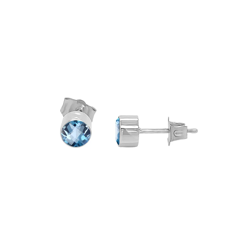 Round Shape Gemstone & 0.04Ct Diamond Mismatched Earring Set in 14K Gold