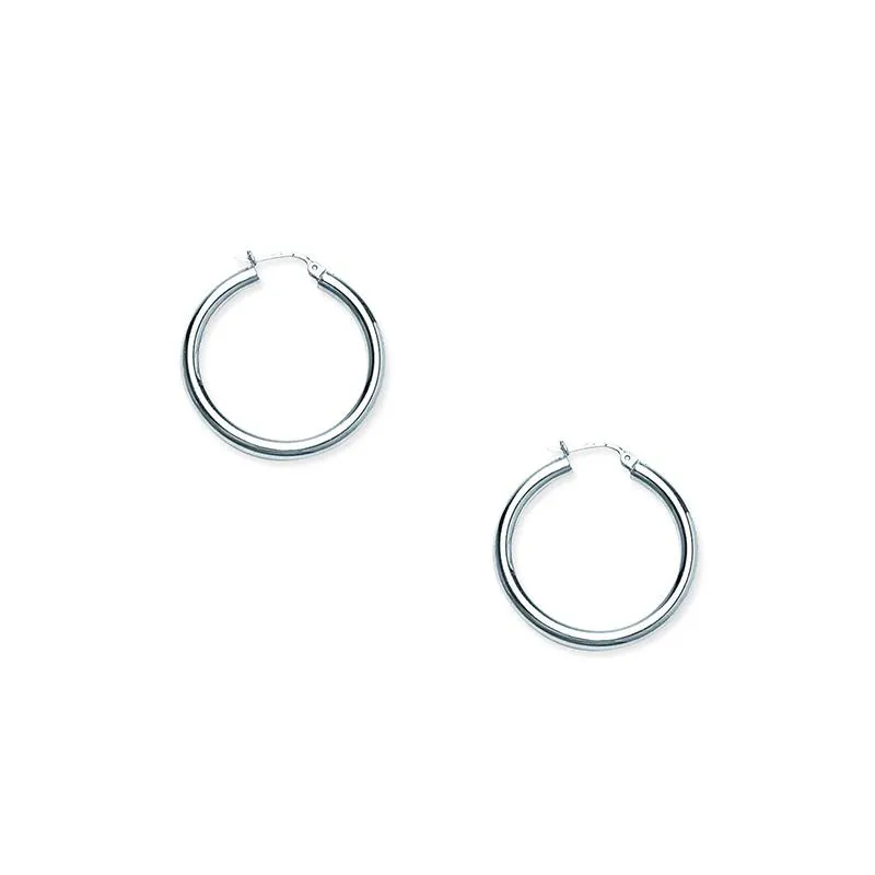 Sabel Everyday Collection 30mm Polished Hoop Earrings in 14K White Gold