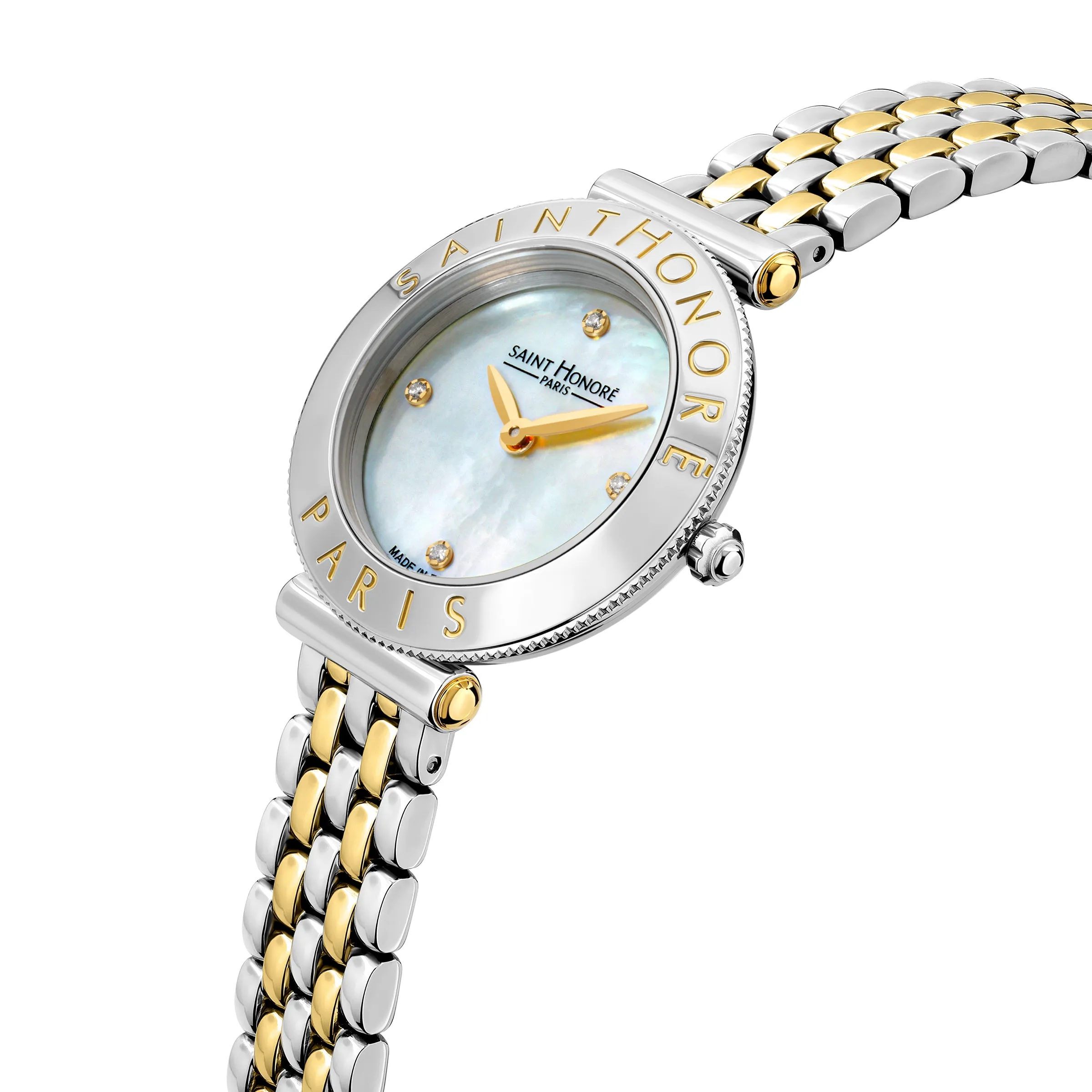 Saint Honore Gala Women's MOP Dial Stainless Steel Silver Gold Plated Watch