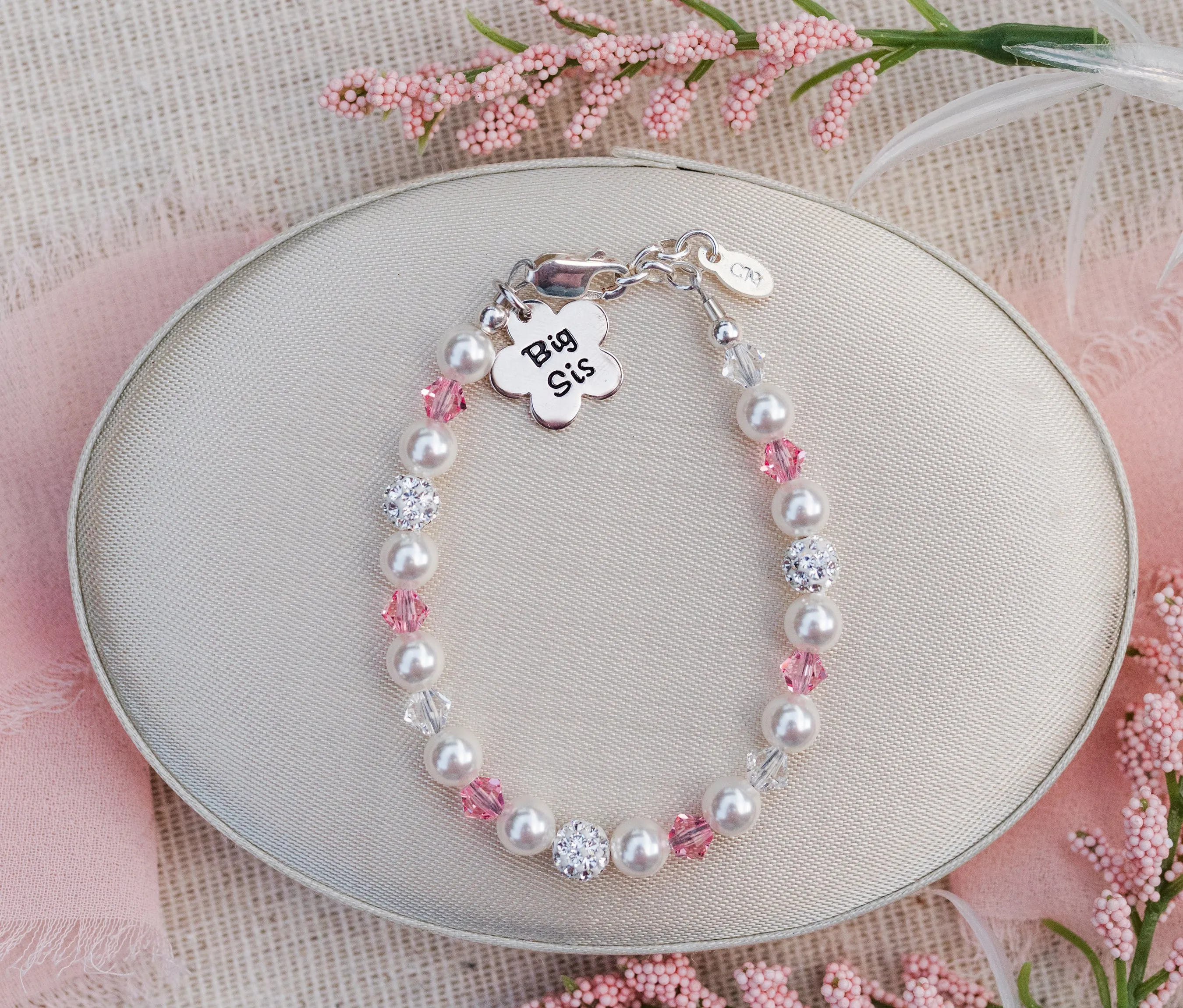 SALE!  Big Sis (Flower) - Sterling Silver Big Sister Bracelet