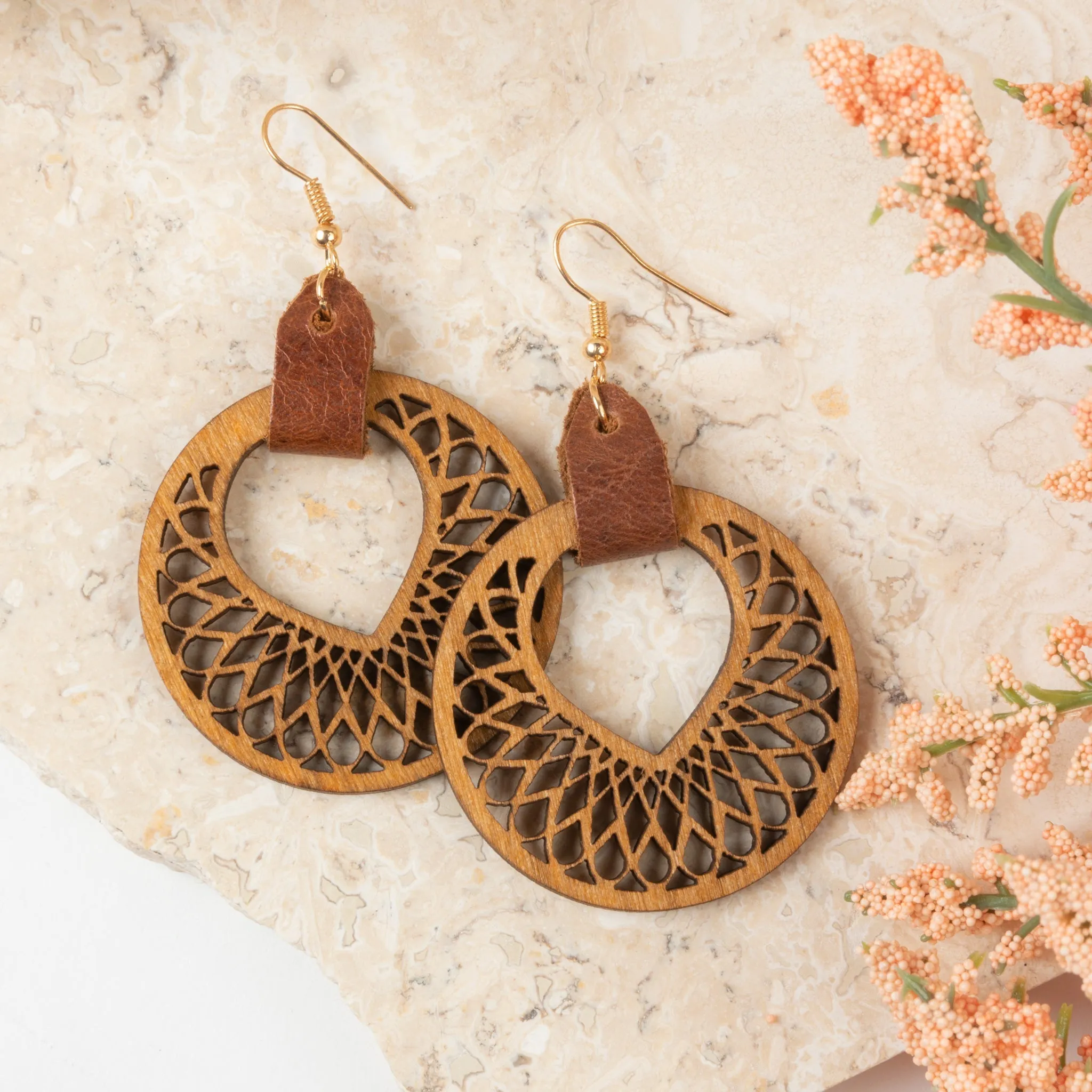 Samira Spiral Wood Hoop Earrings