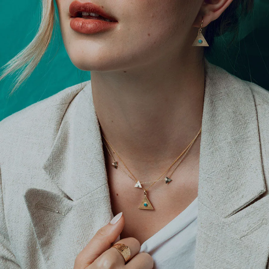 Sand Triangle Necklace with Turquoise