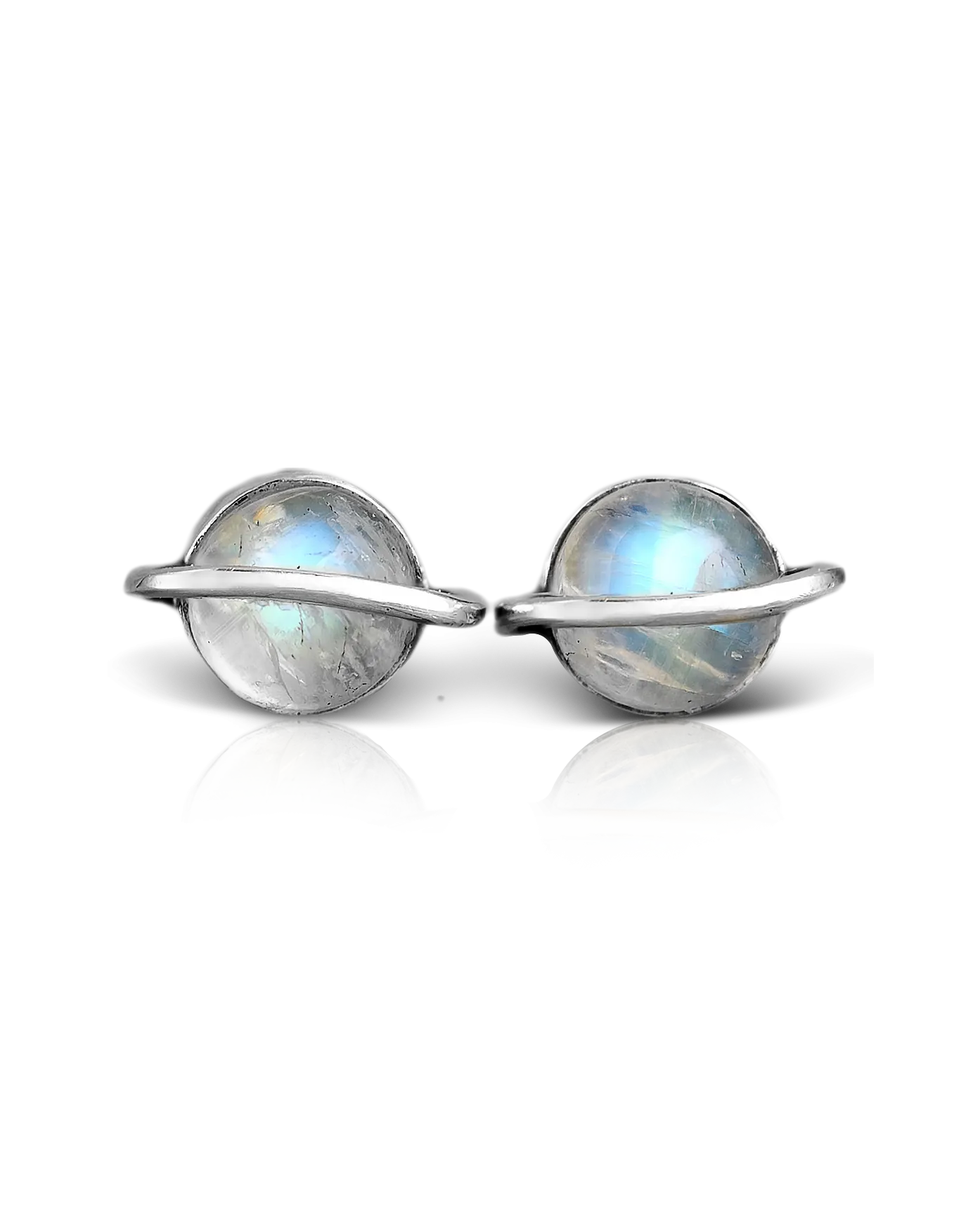 Saturn Moonstone Earrings Sterling Silver