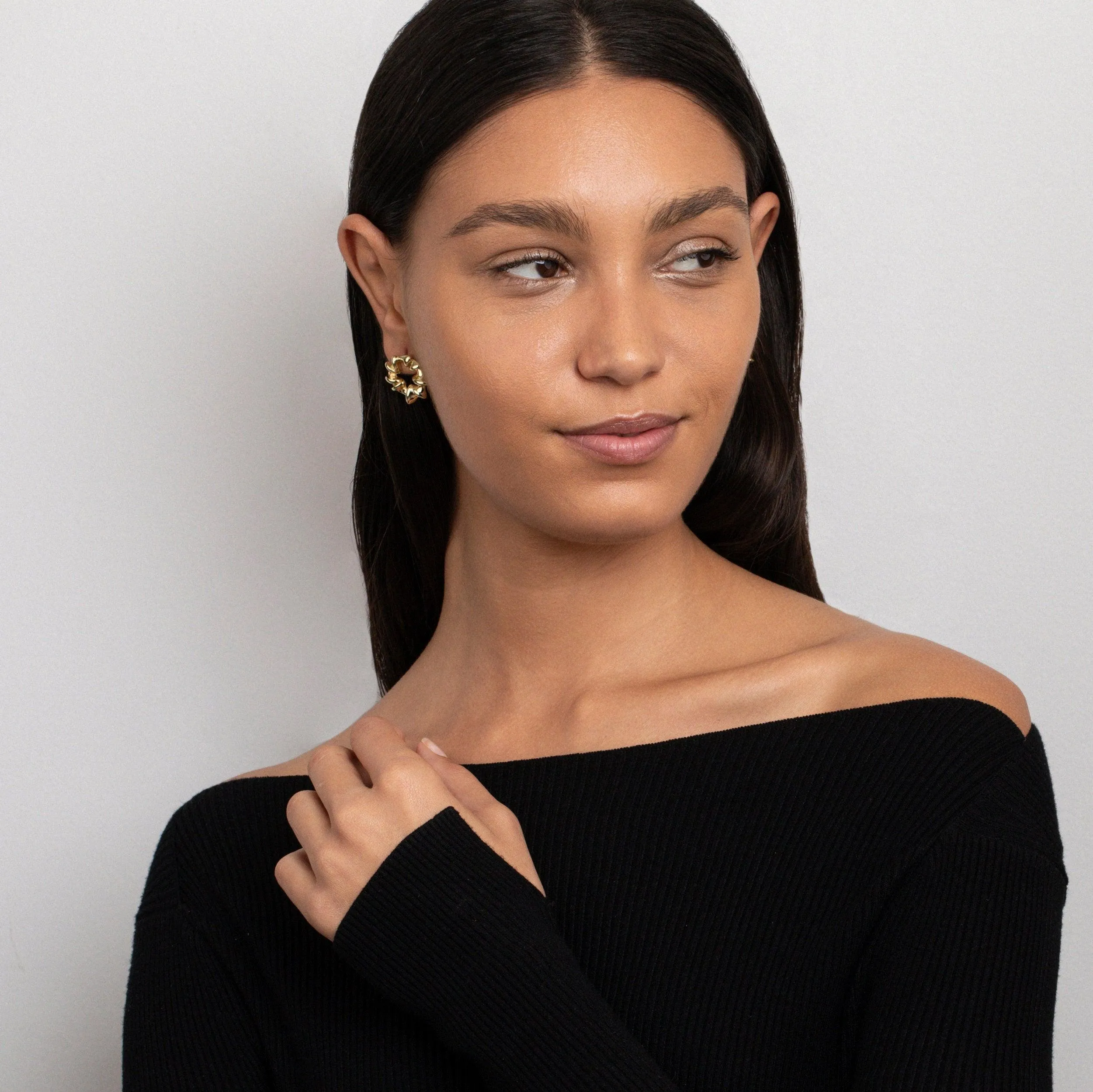 Sculpted Spiked Hoop Earrings - 18K Gold Vermeil