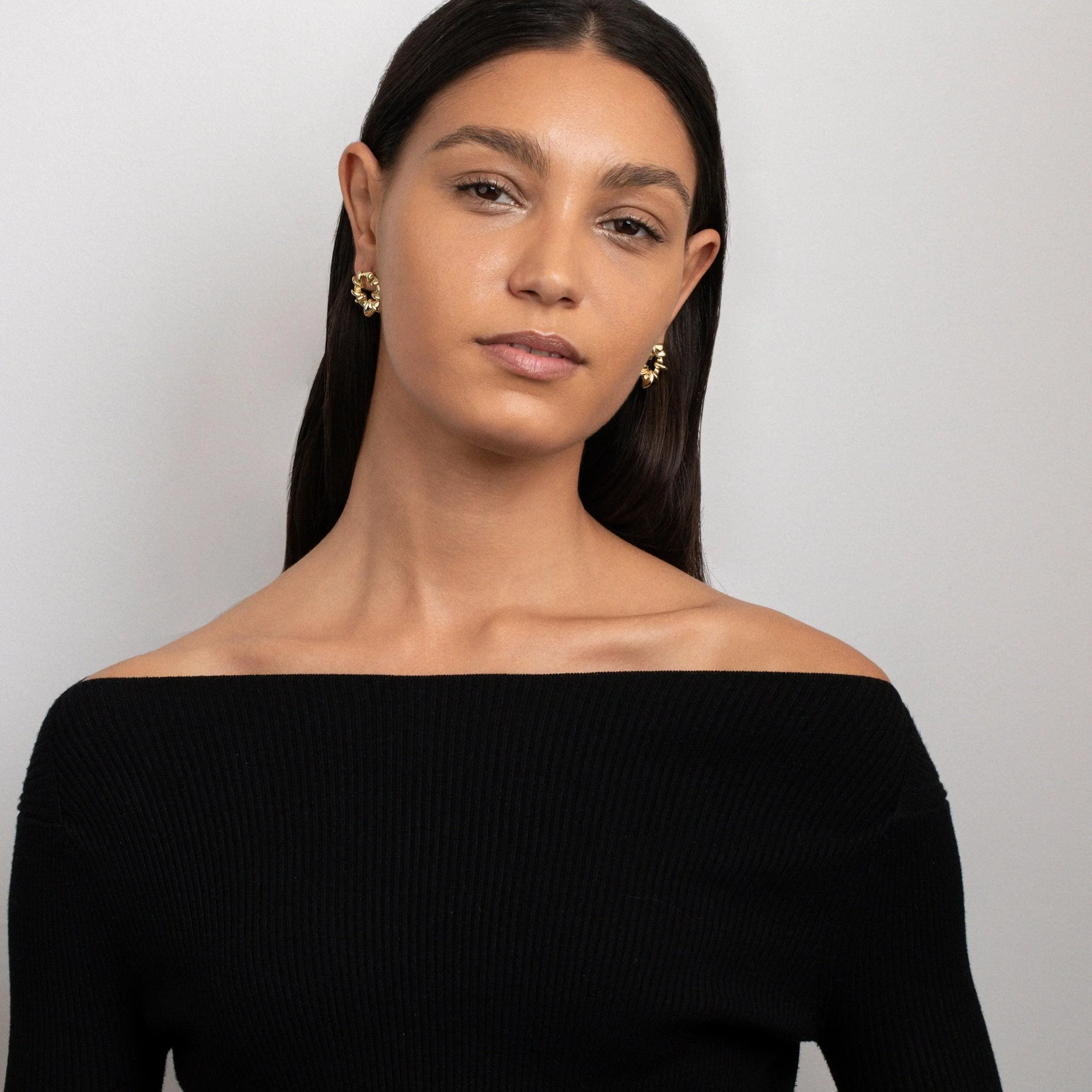 Sculpted Spiked Hoop Earrings - 18K Gold Vermeil