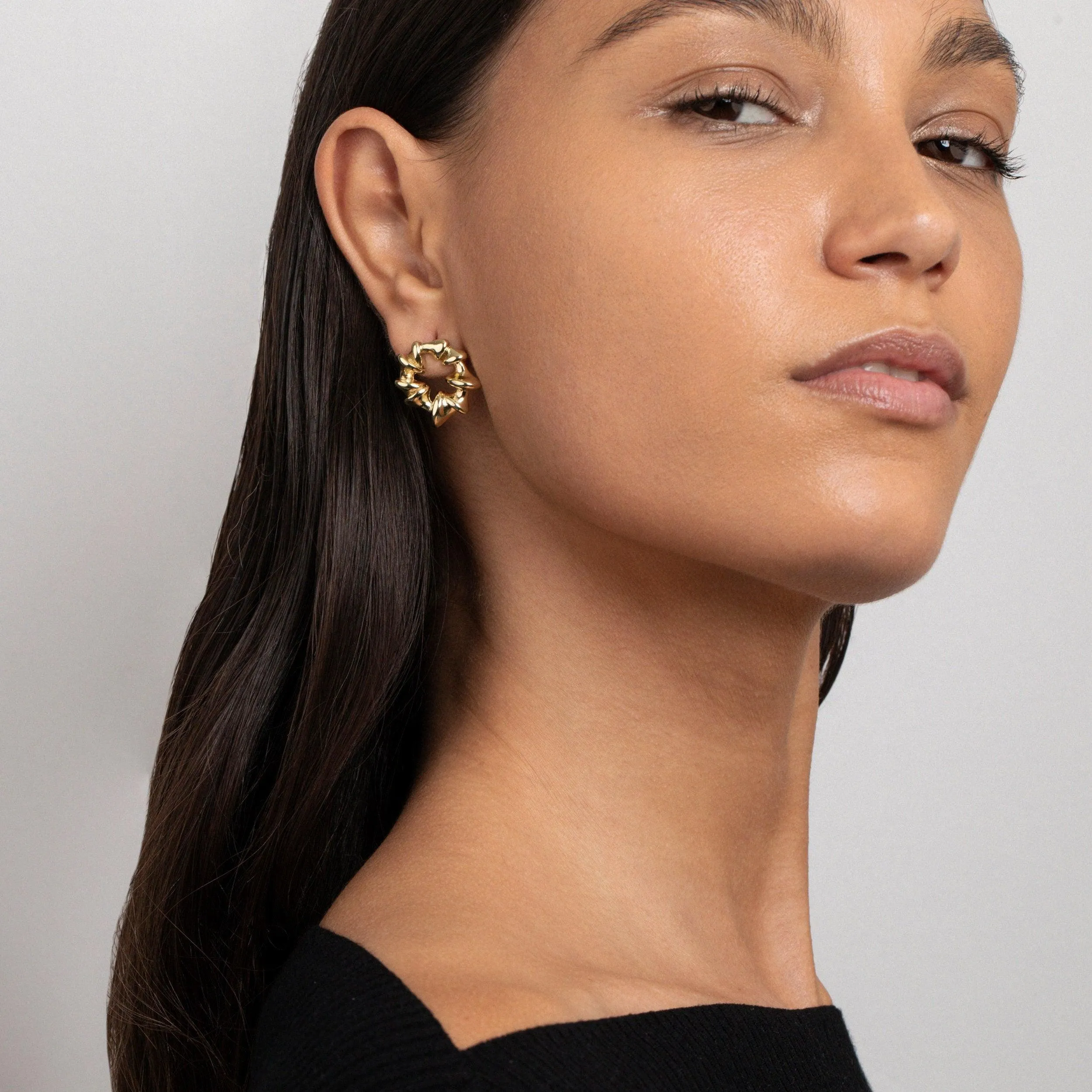 Sculpted Spiked Hoop Earrings - 18K Gold Vermeil