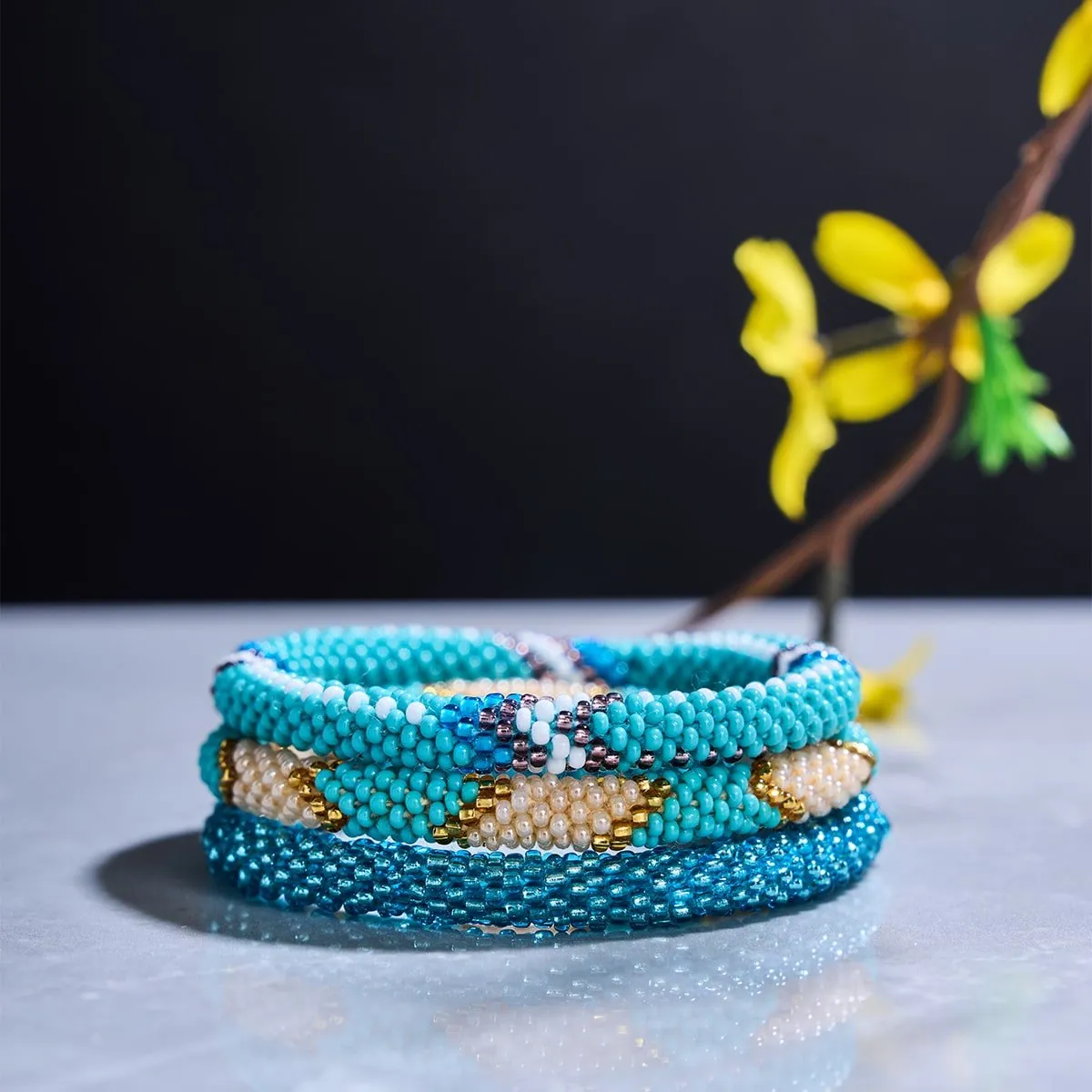 Seashores in Cyprus | Himalayan Glass Bead Bracelet