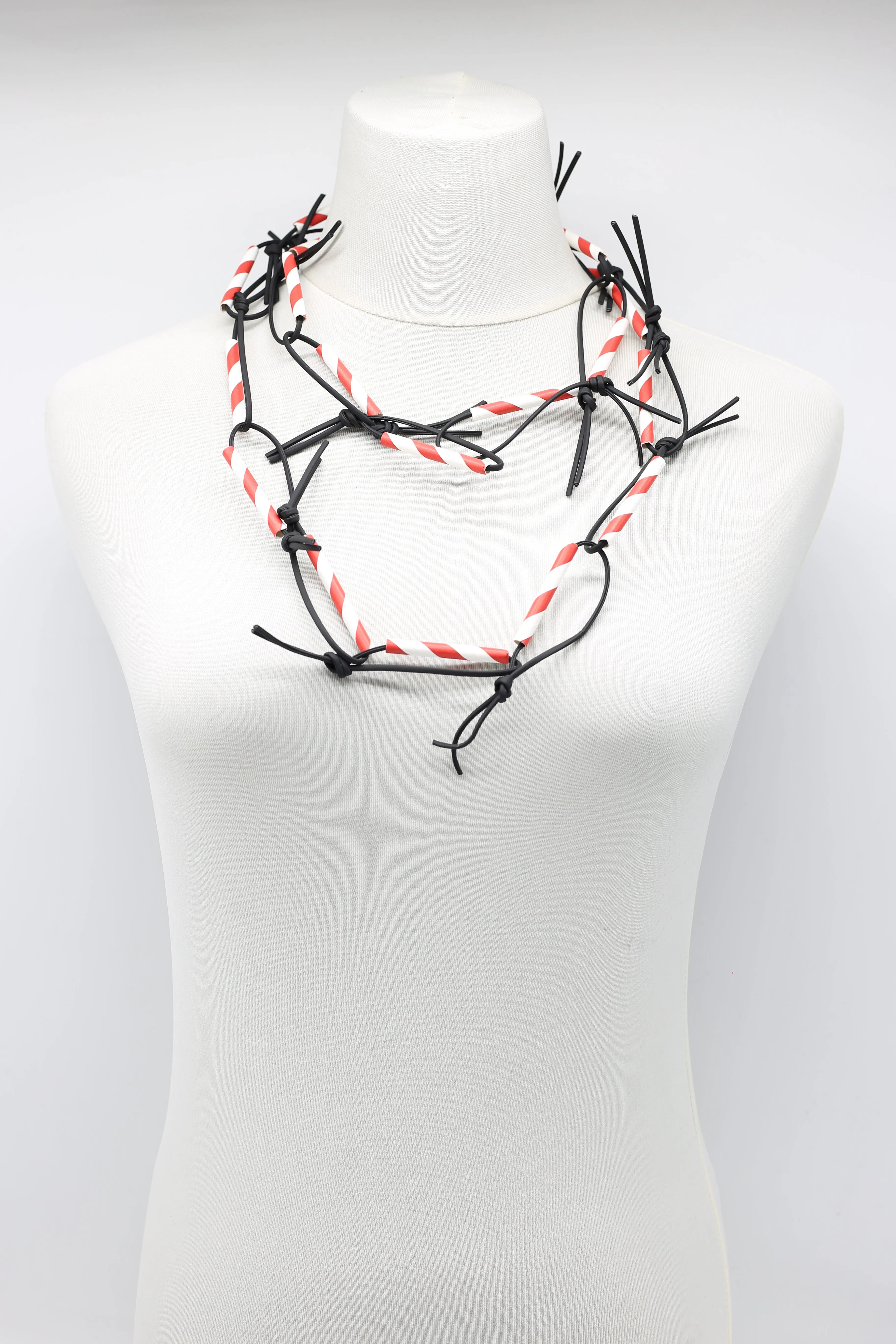 Seaside Stripe Paper Straw Chain Necklaces