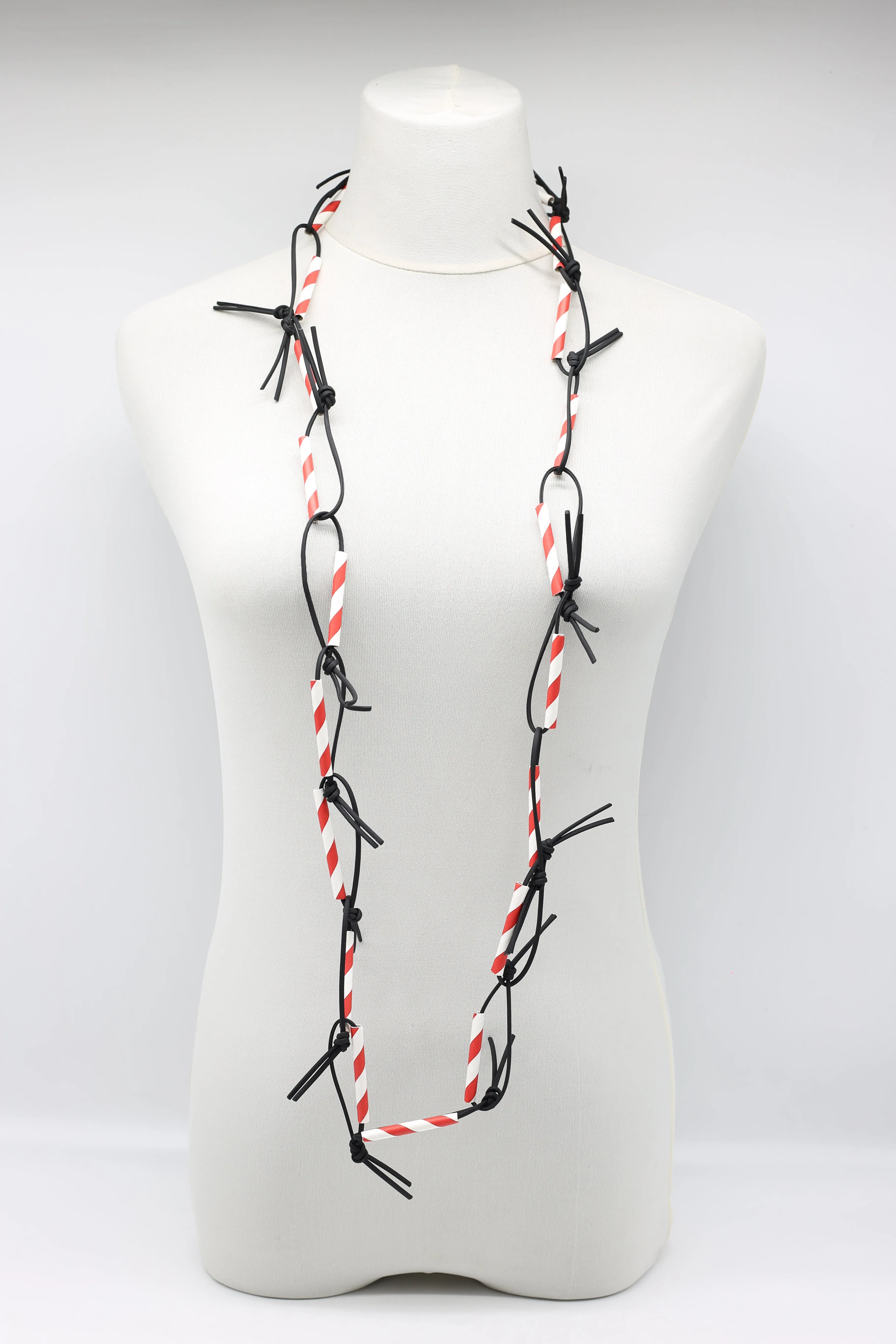 Seaside Stripe Paper Straw Chain Necklaces