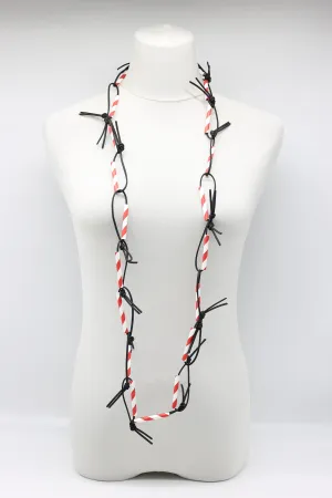 Seaside Stripe Paper Straw Chain Necklaces