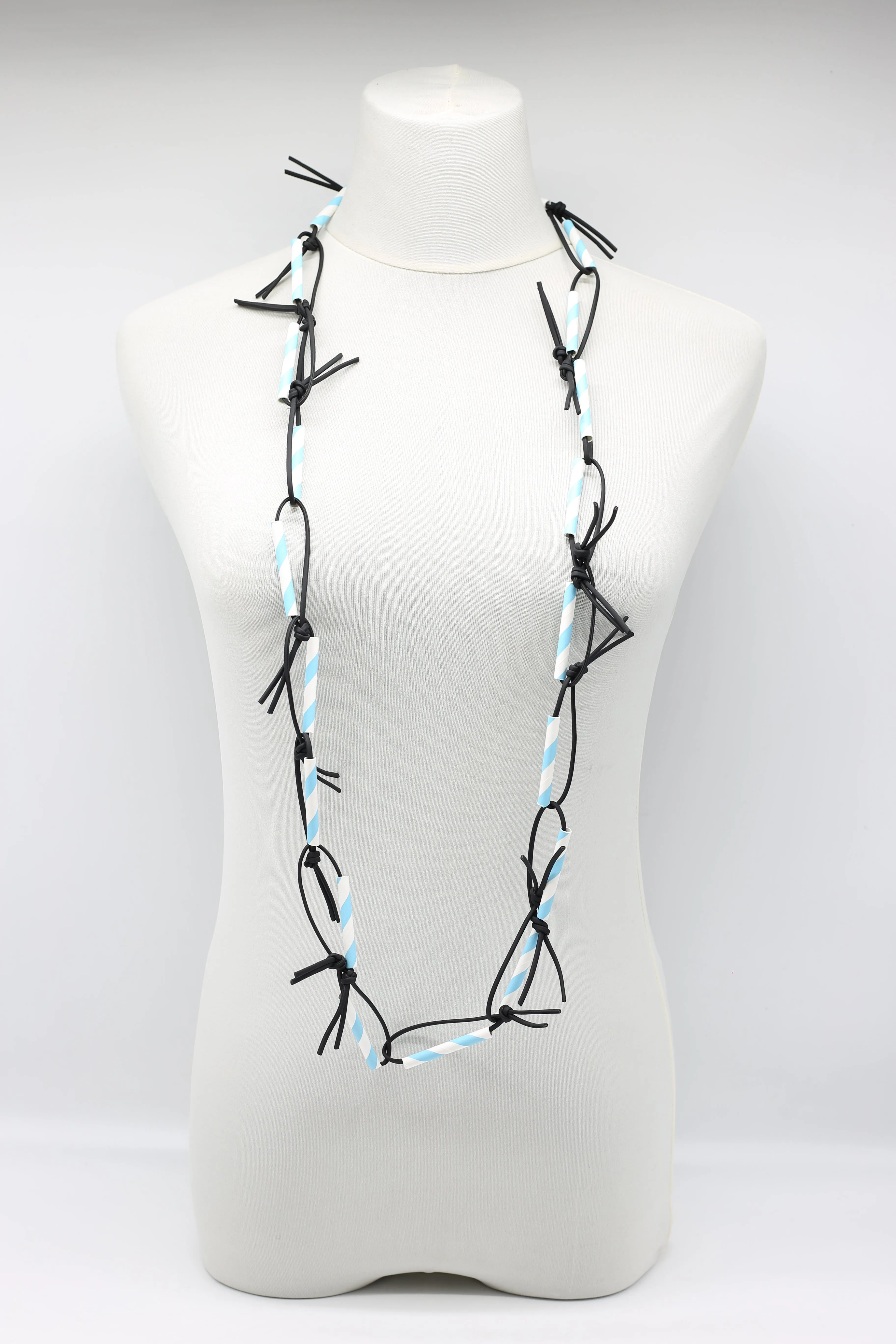 Seaside Stripe Paper Straw Chain Necklaces