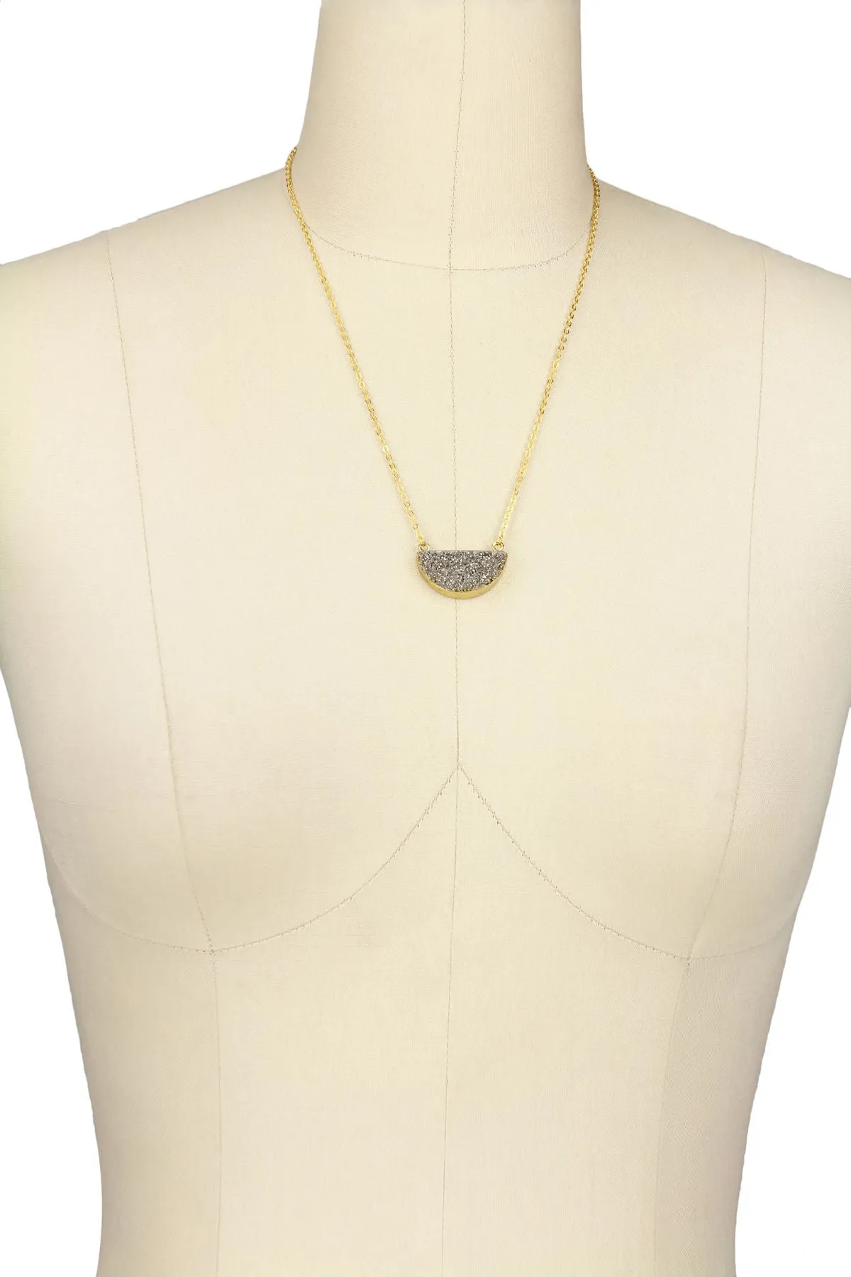 Semicircle Druzy Pendant Neckl