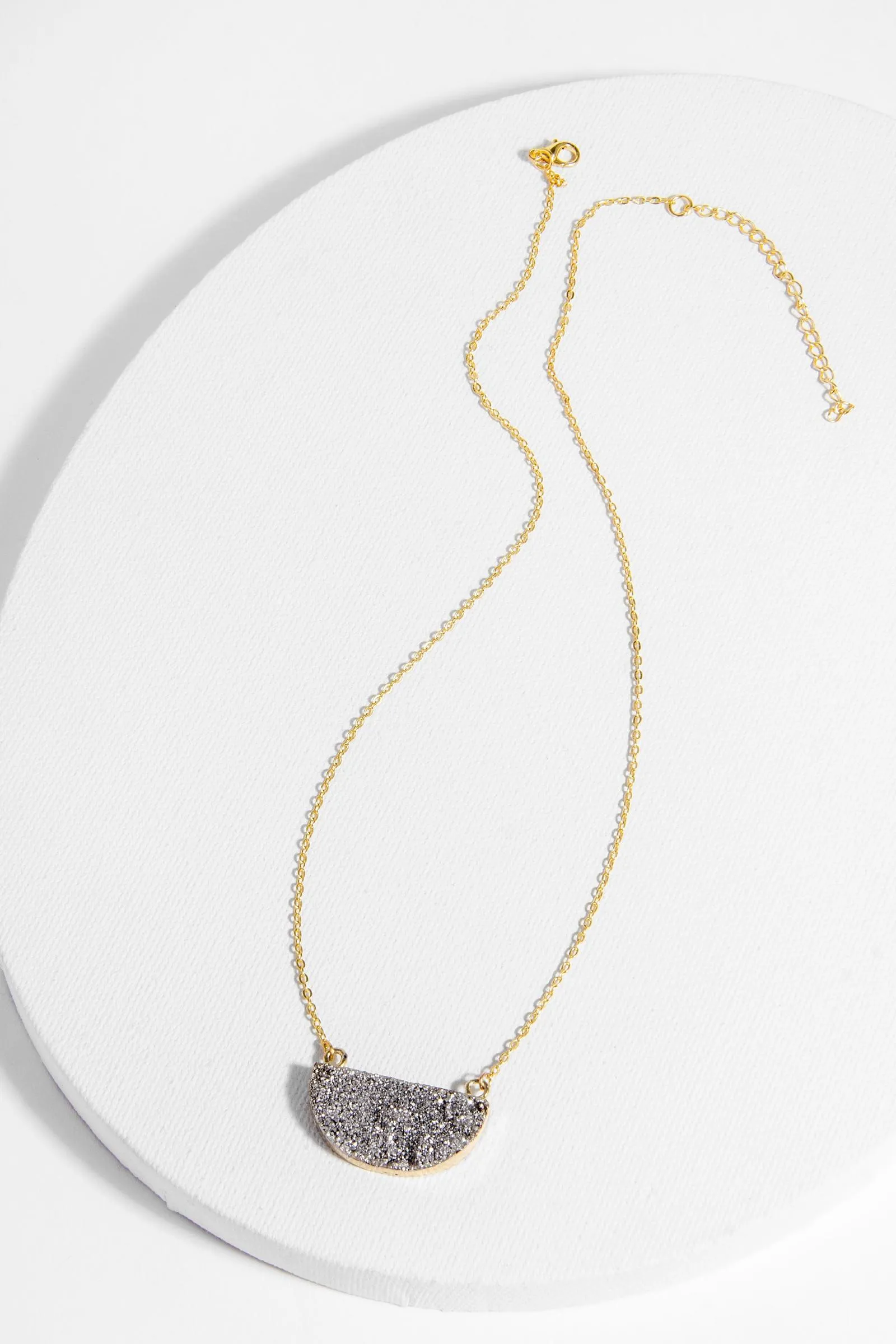 Semicircle Druzy Pendant Neckl