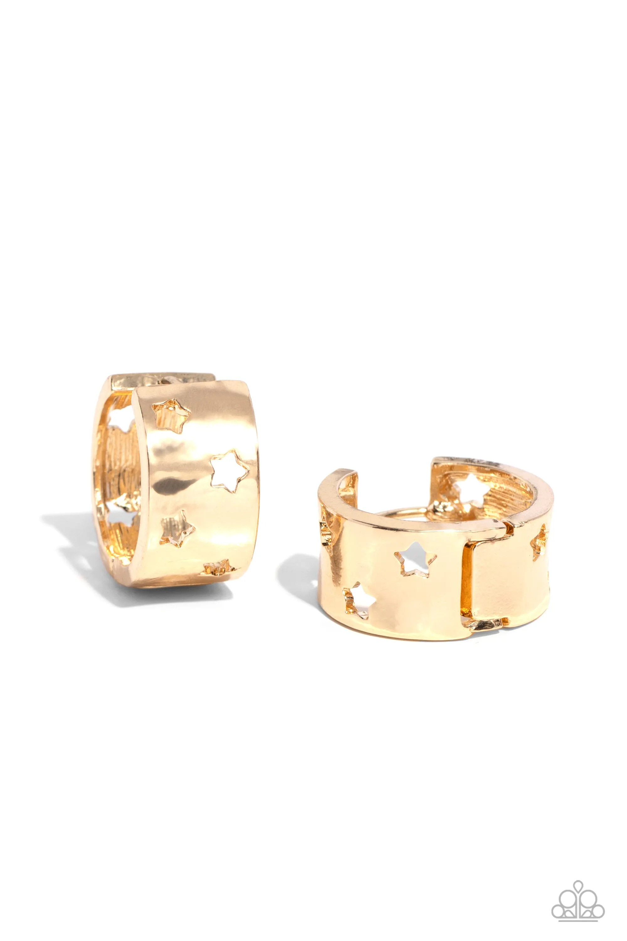 Setting the STAR High - Gold - Cutout Paparazzi Hinge Hoop Earrings