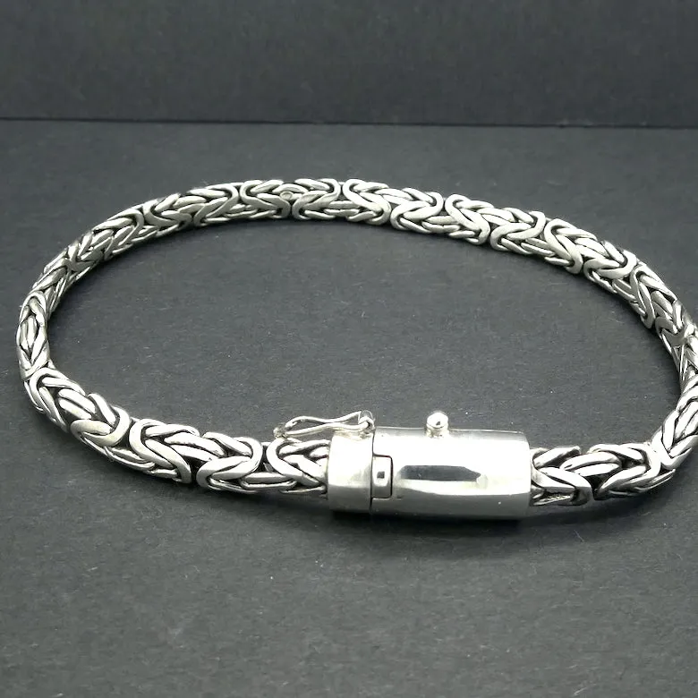 Silver Bracelet, 22 cm, Safety Clasp, Byzantine Weave, 925 Sterling Silver kp3