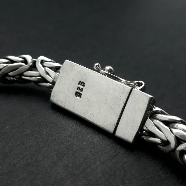 Silver Bracelet, 22 cm, Safety Clasp, Byzantine Weave, 925 Sterling Silver kp3